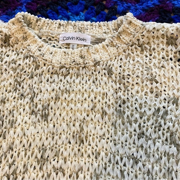 Calvin Klein structured knit sweater- marled cream white & grey - Picture 11 of 16